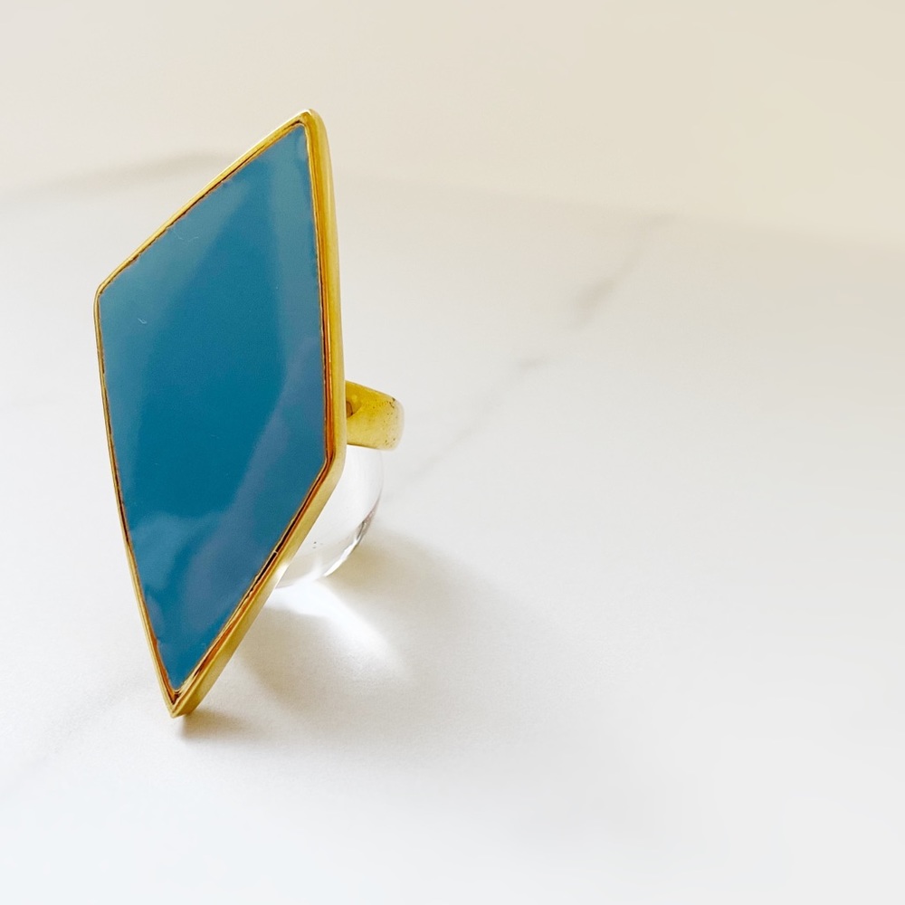Turquoise & Gold Geometric Ring